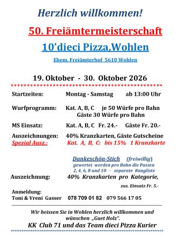 50. Freiämter-MS (19.10. - 30.10.2026)